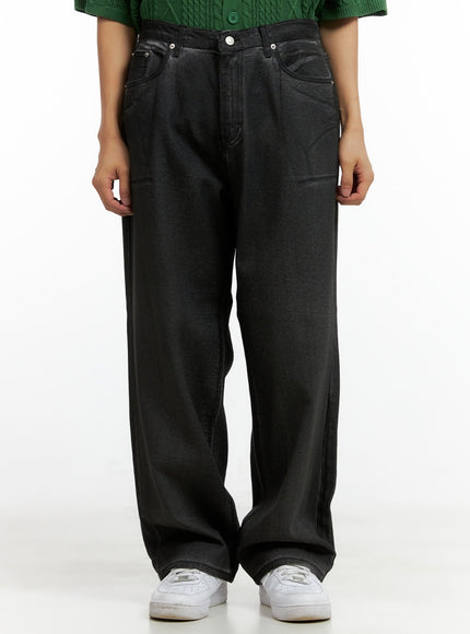 mens-denim-washed-loose-fit-jeans-cl429 / Dark gray