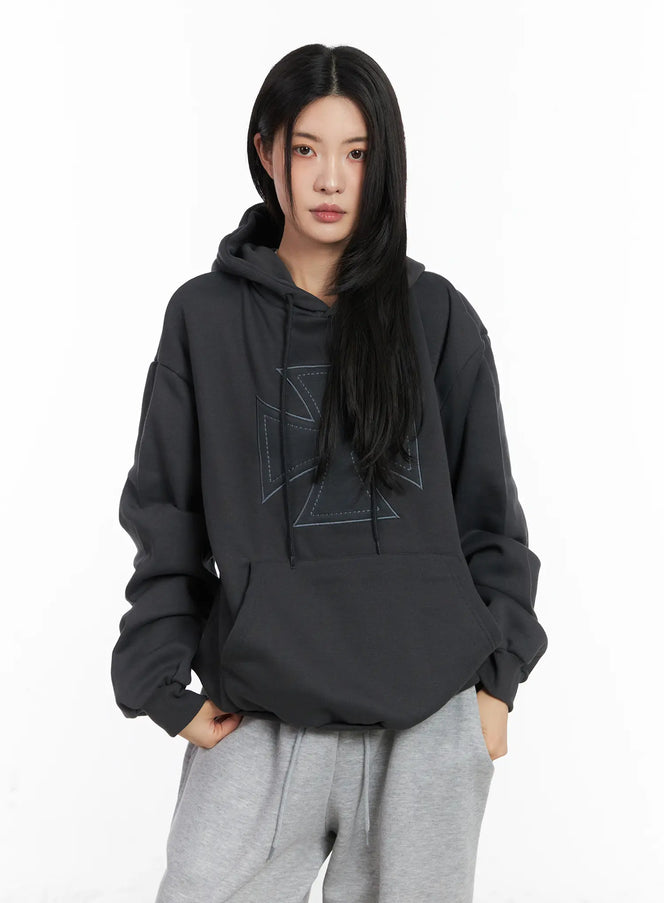 oversized-fleece-hoodie-cd505 / Dark gray