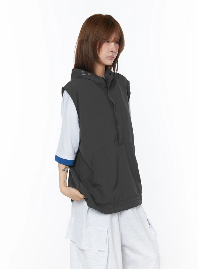 lightweight-hooded-vest-cy527 / Dark gray