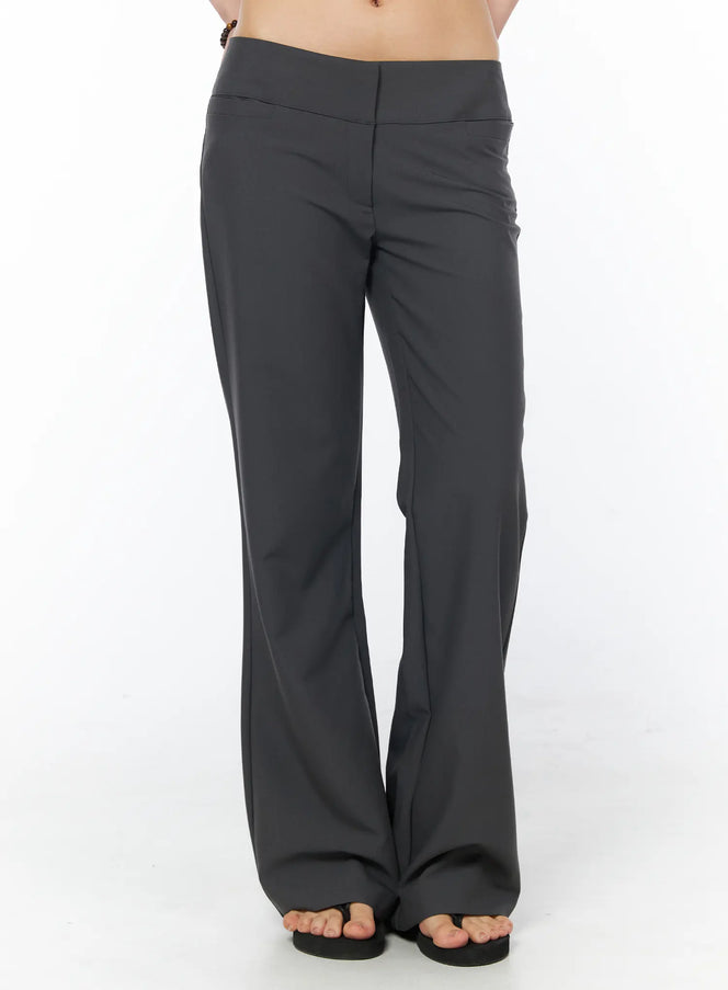 low-rise-straight-leg-pants-cy527 / Dark gray