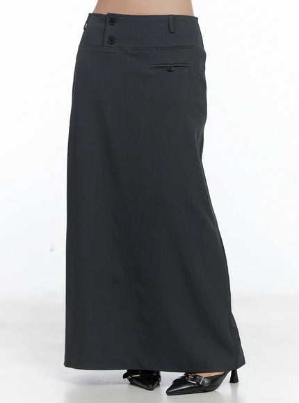 classic-button-maxi-skirt-cs502 / Dark gray