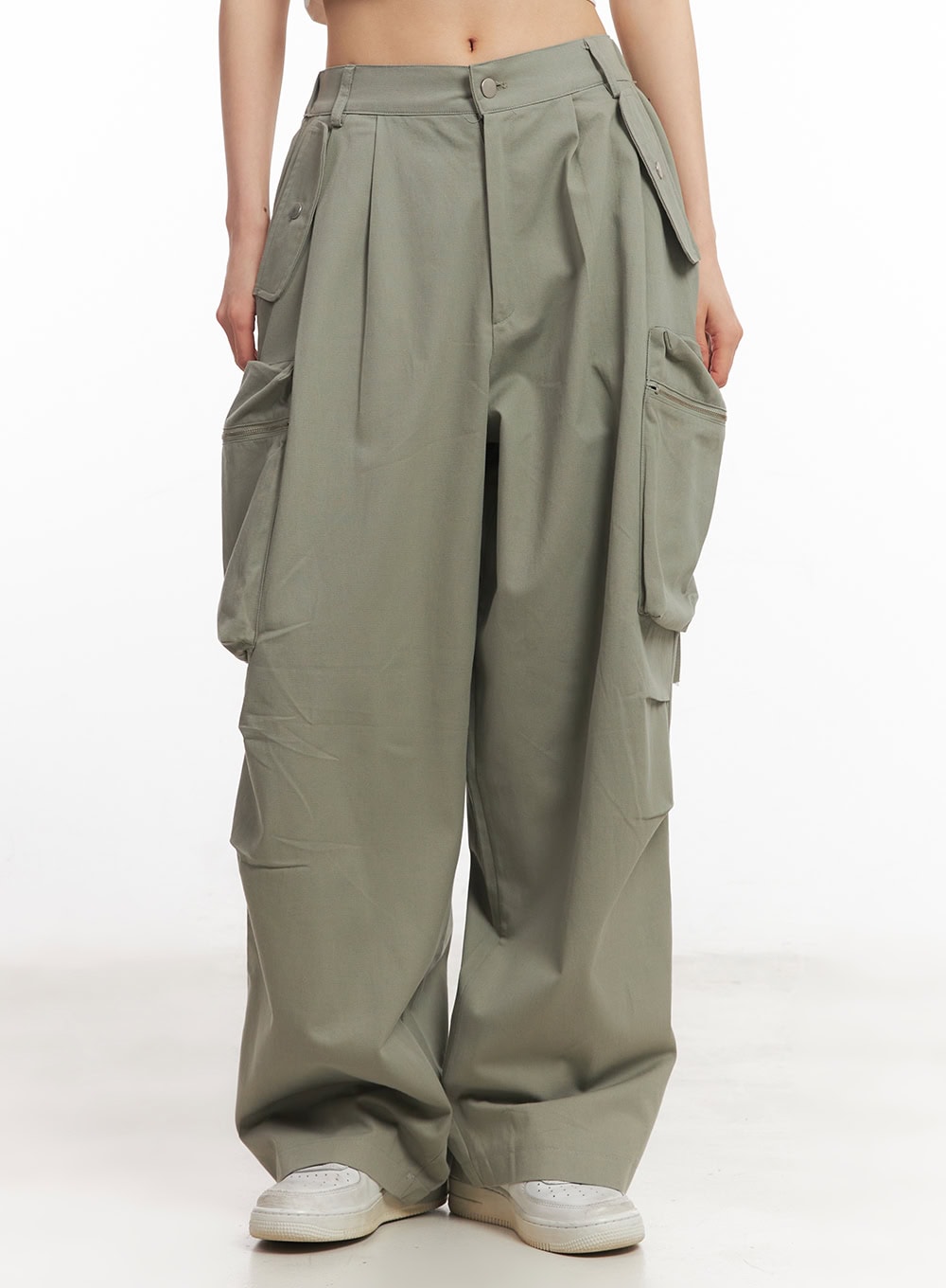 Pintuck Cotton Cargo Baggy Pants CA504 by Lewkin