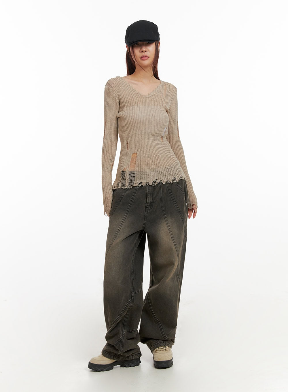 sheer-distressed-v-neck-sweater-iy410