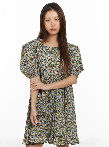 floral-puff-sleeve-babydoll-dress-iy501