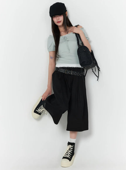 frill-trim-puff-sleeve-blouse-ca528