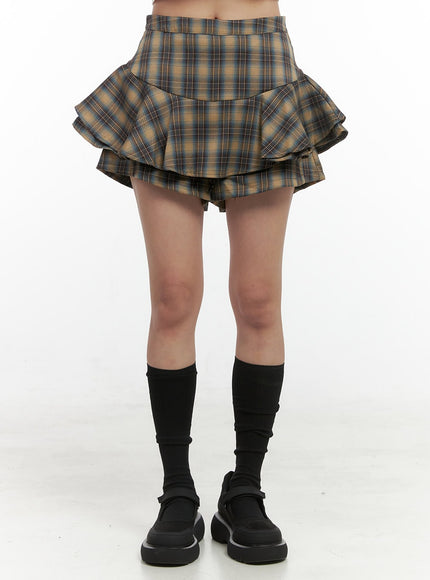 checkered-ruffle-mini-skirt-oo421