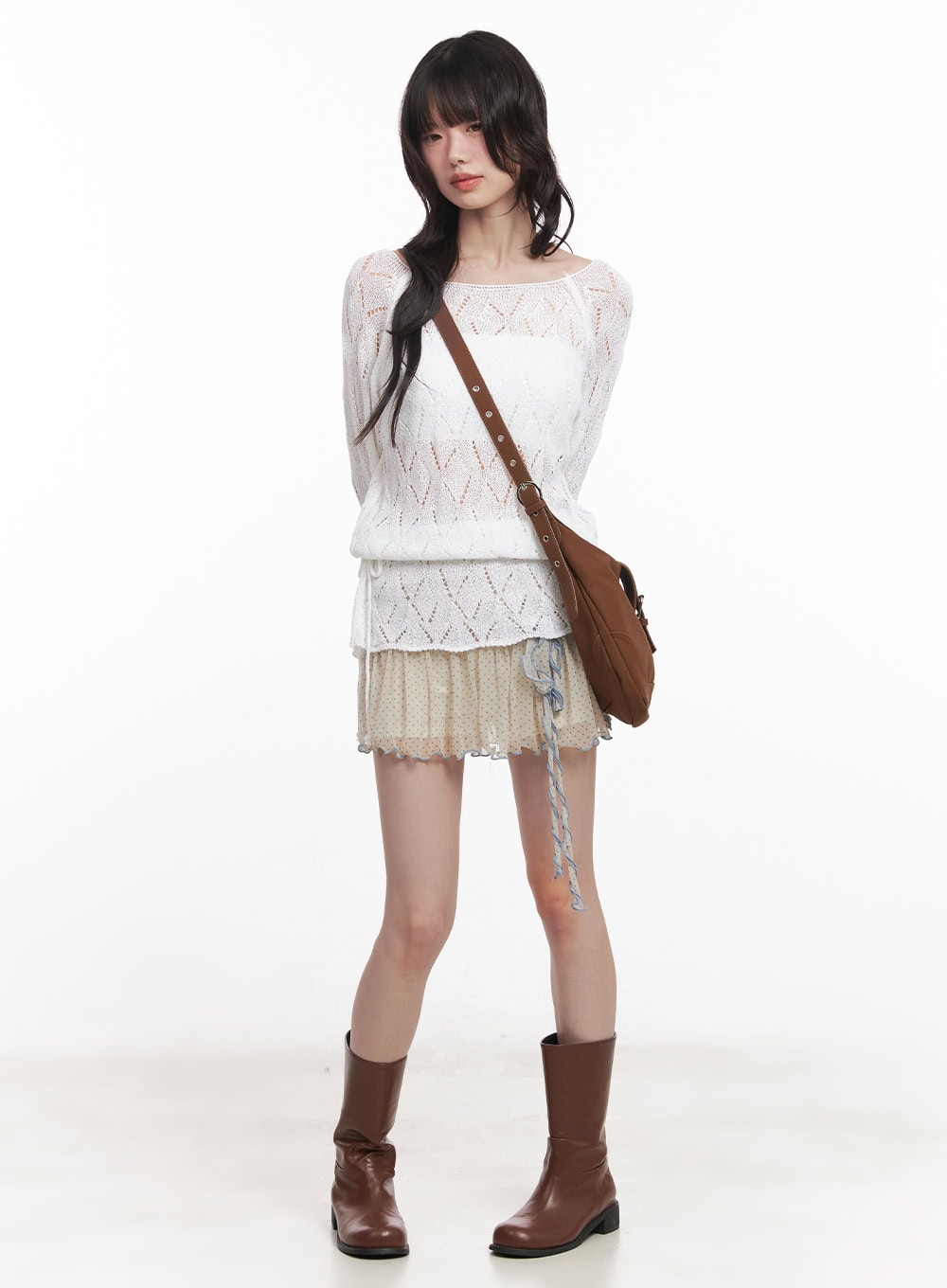 polka-dot-shirred-mini-skirt-cy521