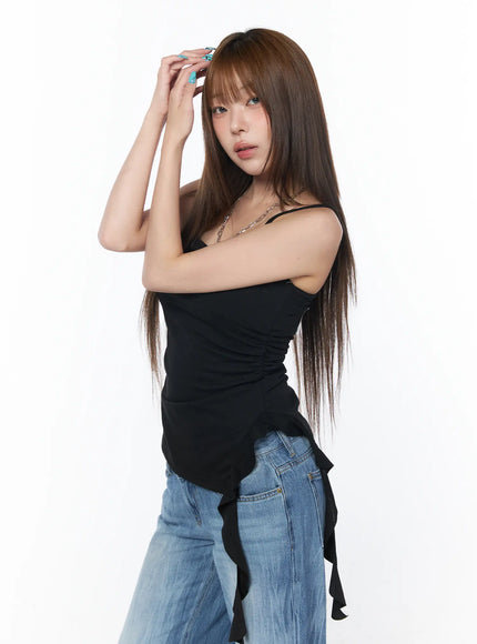 asymmetrical-ruched-sleeveless-top-cy529