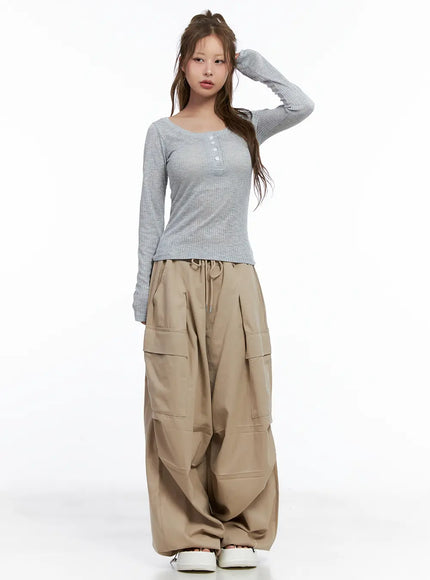 Wide-Leg Cargo Balloon Pants CL514 - Korean Women's Fashion
