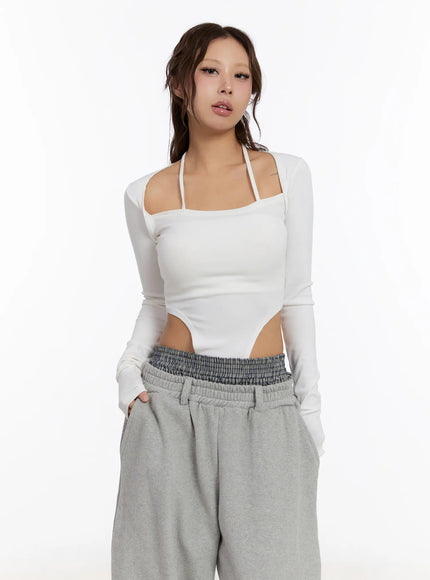 halter-neck-long-sleeve-bodysuit-cn527