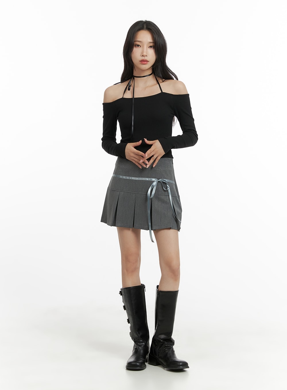 ribbon-half-pleated-mini-skirt-cm426