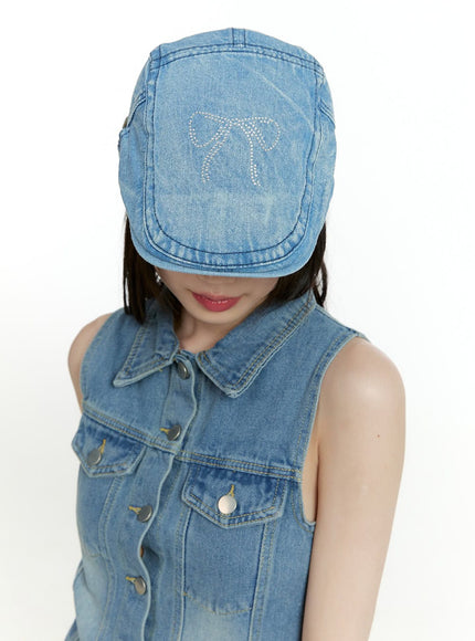 denim-ribbon-beaded-hat-cl426