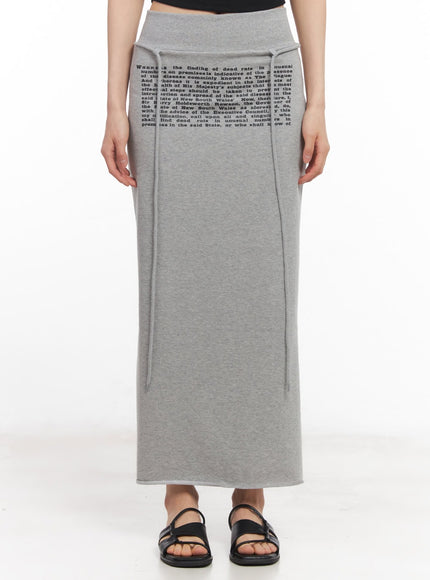 drawstring-script-maxi-sweatskirt-cy528 / Gray