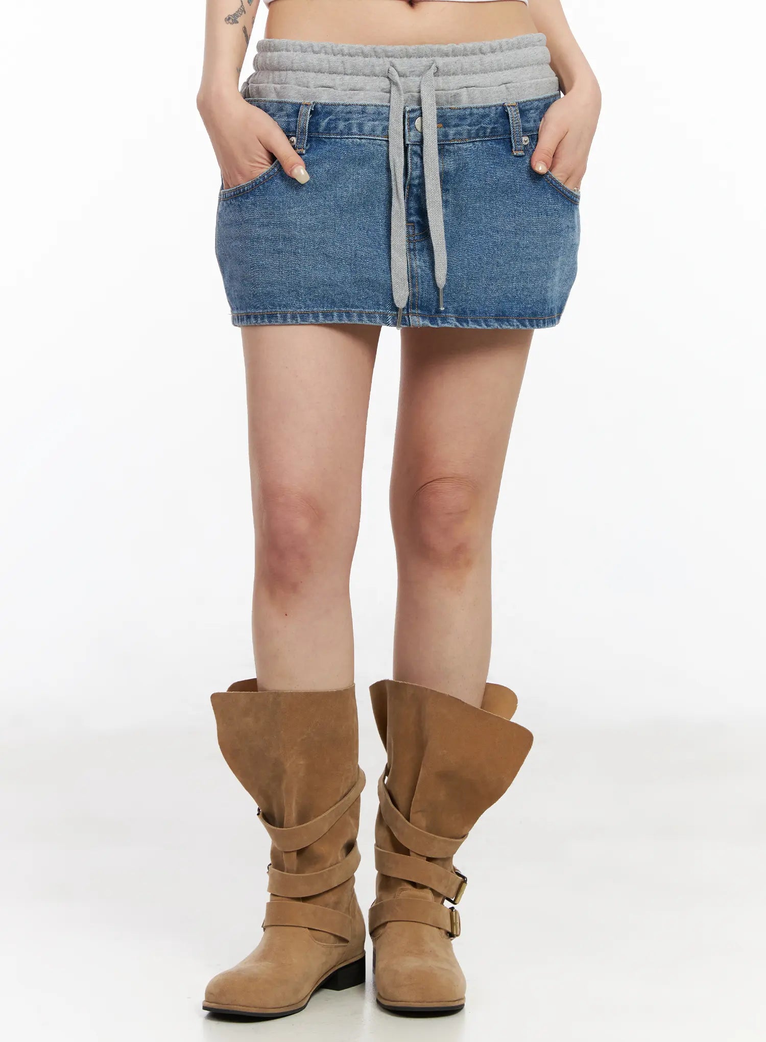 sweat-denim-mini-skirt-cm517 / Gray