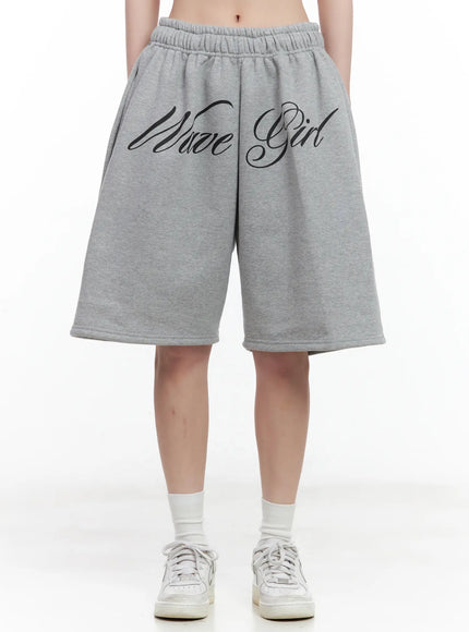 graphic-print-bermuda-sweatshorts-cl501 / Gray