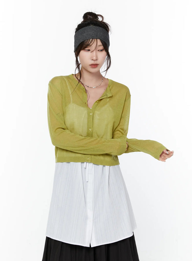 sheer-summer-cardigan-cy515 / Green