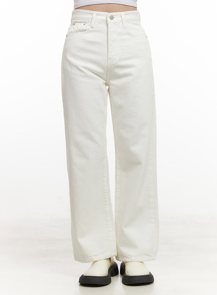 fleece-lined-cotton-straight-leg-trousers-cj515 / Light beige