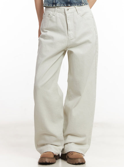 classic-cotton-wide-leg-pants-ca503 / Light beige