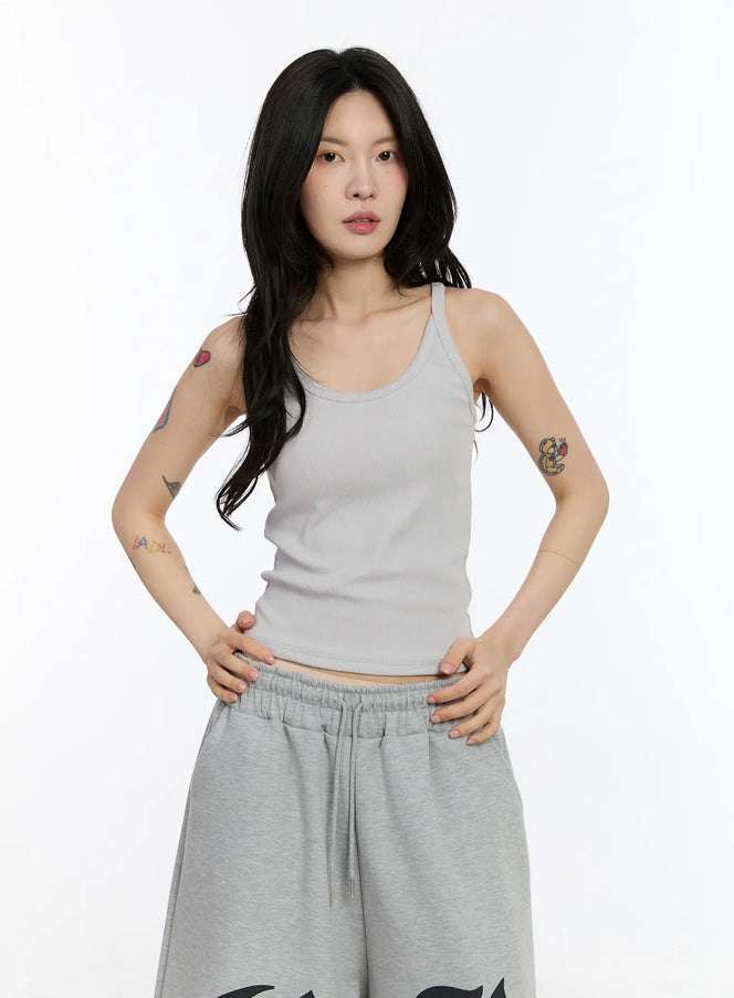 basic-ribbed-tank-top-ca506 / Light gray