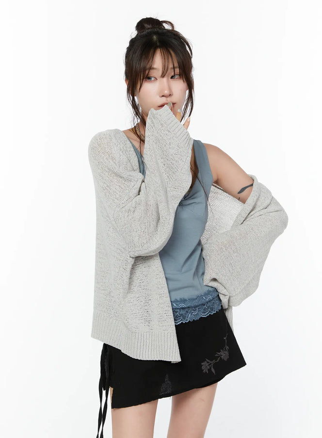 summer-relaxed-fit-cardigan-cy515 / Light gray