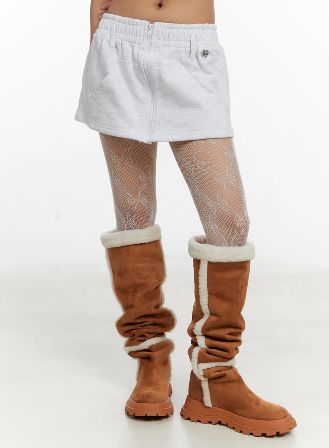 pocket-zipper-mini-skirt-cd515 / Light gray