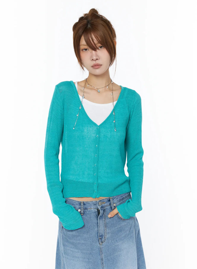 sheer-linen-cardigan-cy528 / Mint