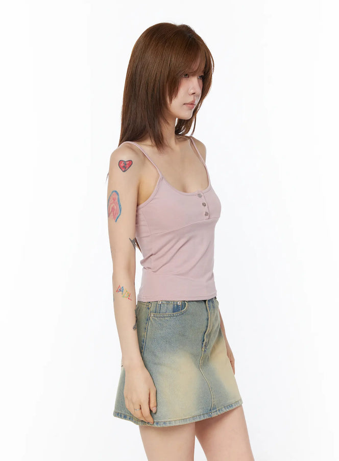 casual-buttoned-sleeveless-top-cy527 / Pink