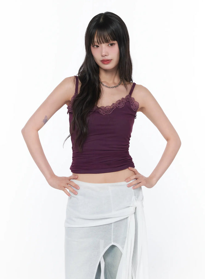 lace-trim-v-neck-cami-ca529 / Purple