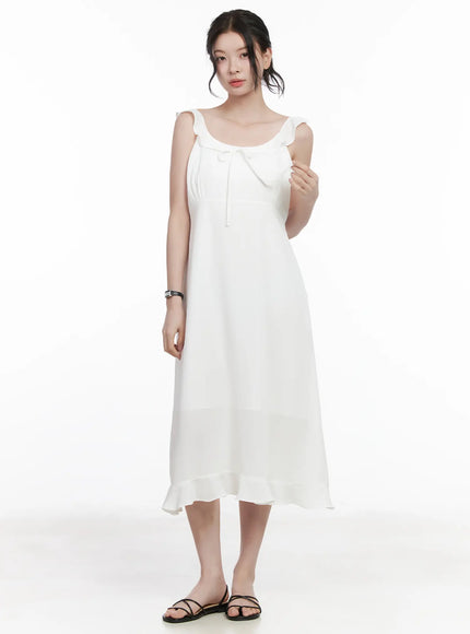 round-neck-frill-maxi-dress-ca509 / White