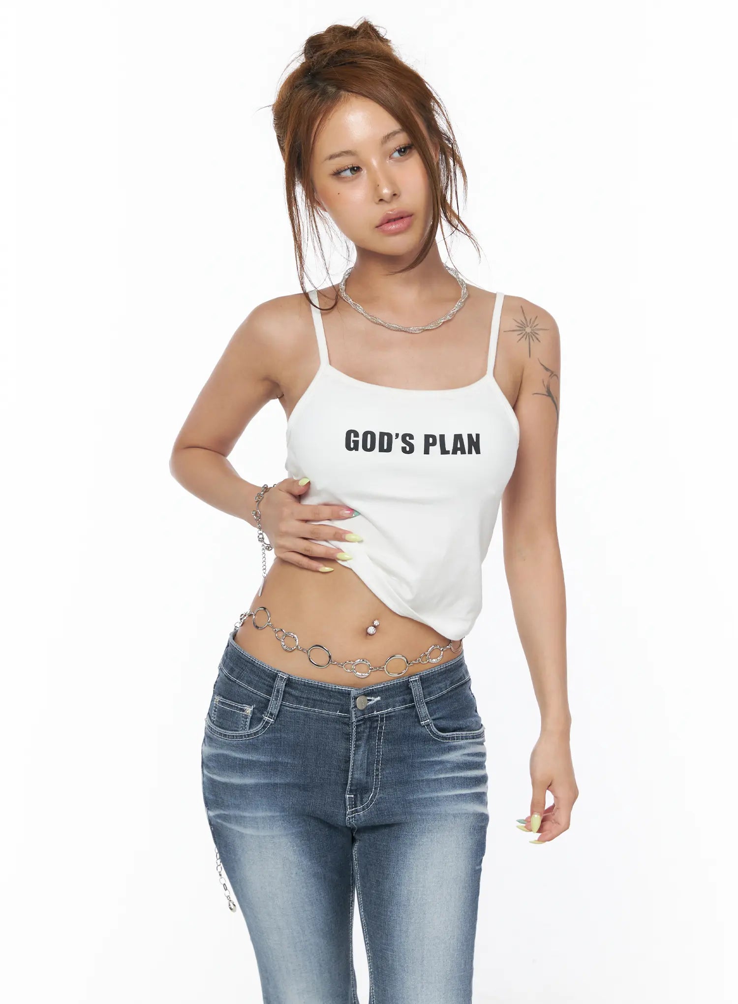 graphic-crop-tank-top-cu502 / White