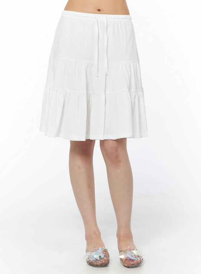 Flare Midi Skirt CY528 in White, size S/M