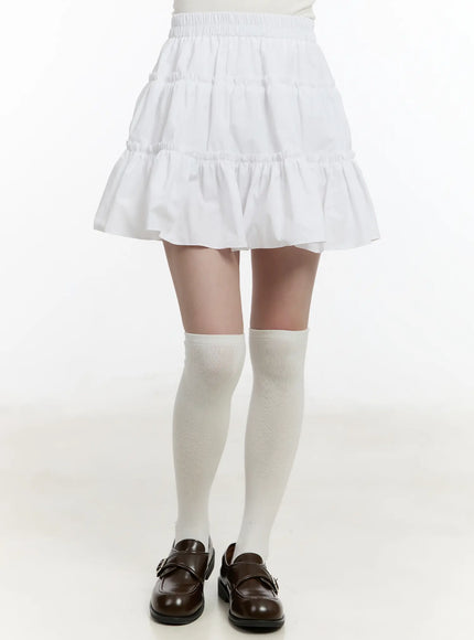 ruffled-flare-mini-skirt-cm505 / White