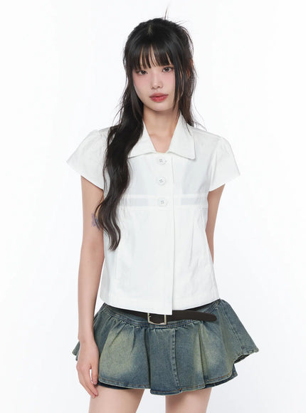 tailored-button-up-short-sleeve-shirt-ca528 / White