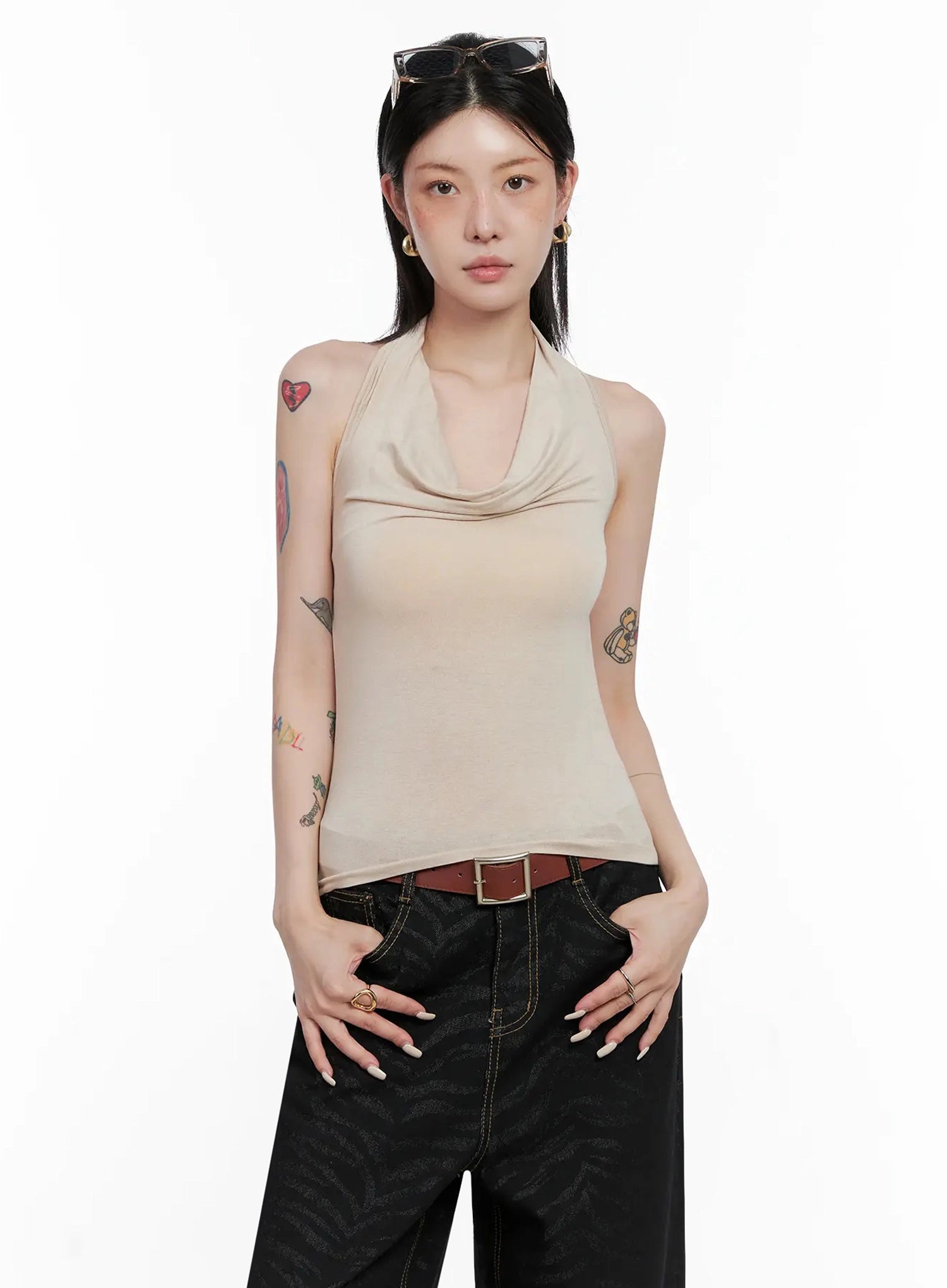 cowl-neck-top-bolero-set-is508