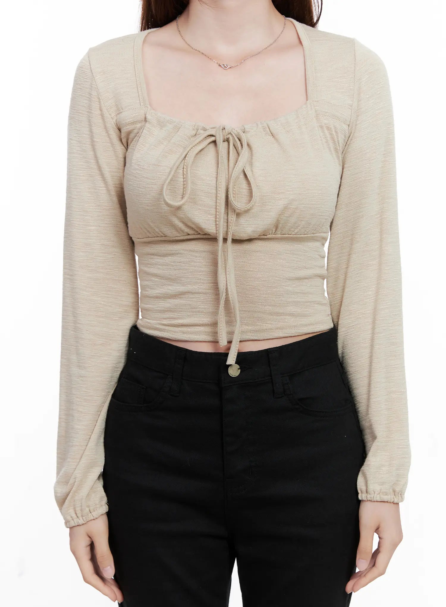 long-sleeve-shirred-ribbon-crop-top-cg521