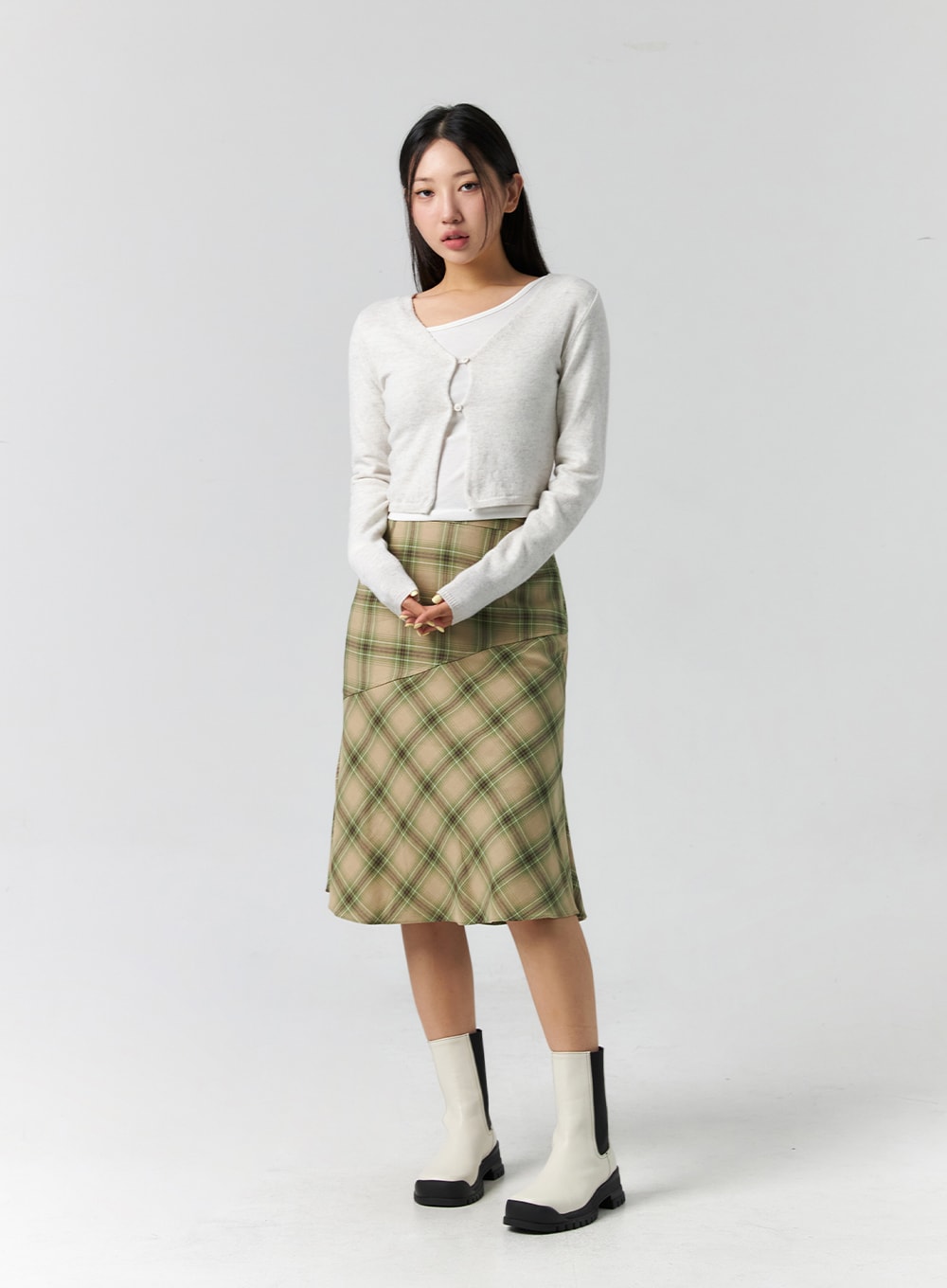 Checkered midi pencil outlet skirt