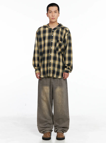 mens-plaid-flannel-hooded-shirt-ig529