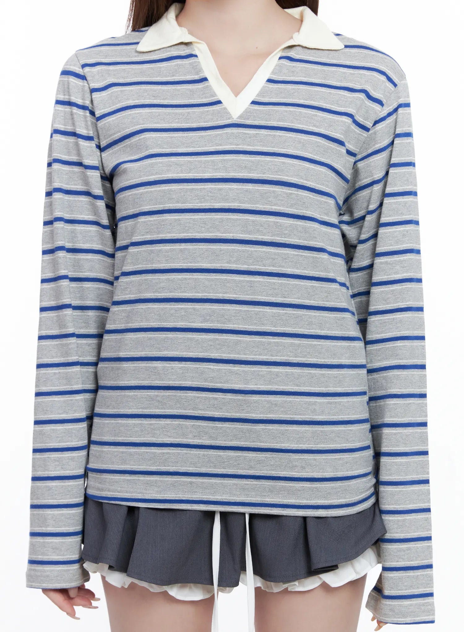 striped-v-neck-collar-polo-shirt-cg529