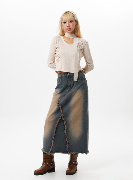 shirred-long-sleeve-crop-top-with-scarf-io326