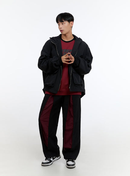 mens-banded-mixed-color-nylon-wide-pants-is413