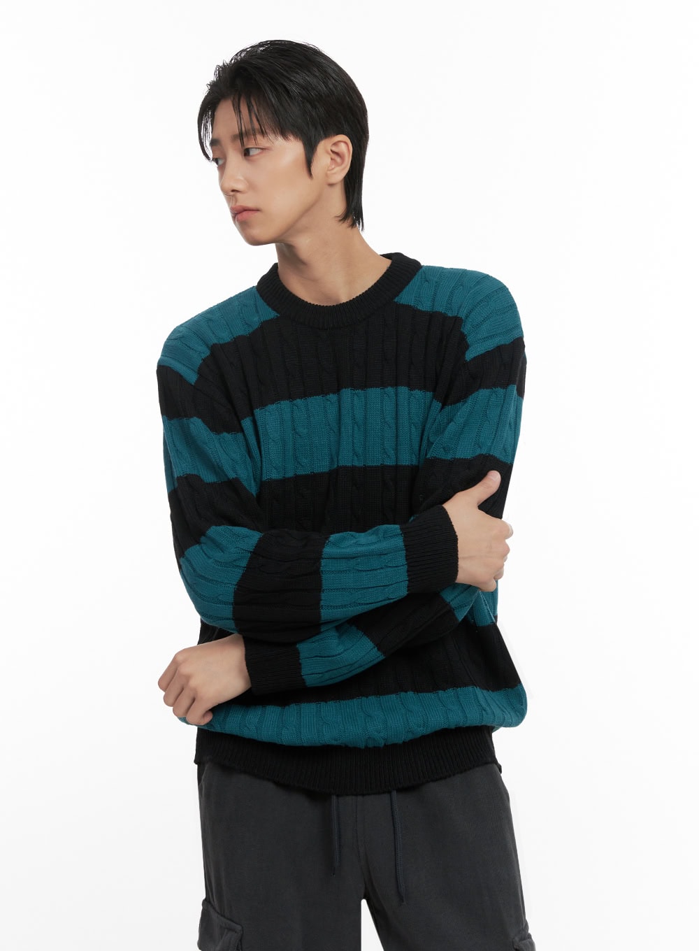 mens-stripe-cable-knit-sweater-id413