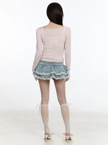 lace-trim-ruffle-denim-mini-skirt-ca501
