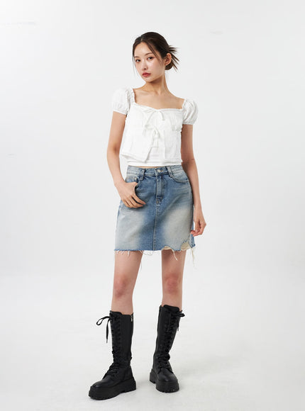 Denim Ripped Mini Skirt CY303