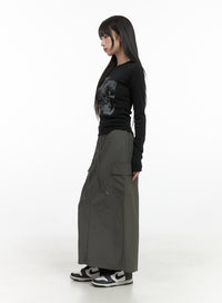 cargo-nylon-maxi-skirt-cs403