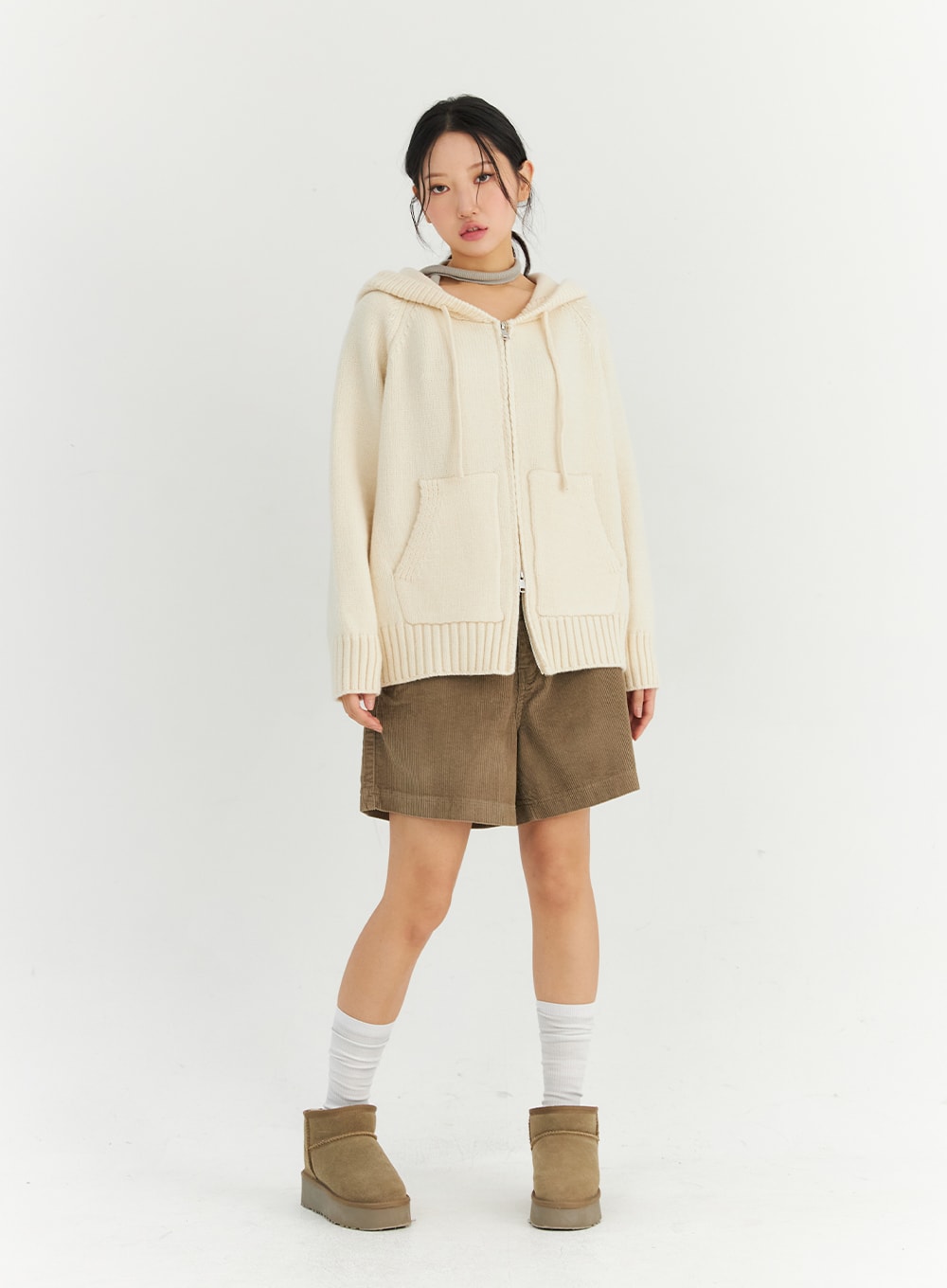 Oversized Two-Way Zip-Up Hoodie Sweater CN303