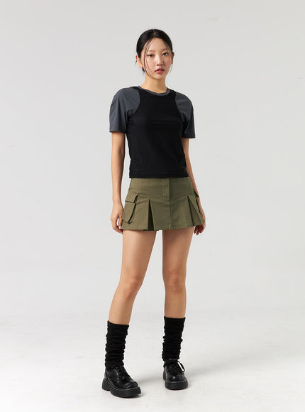 cargo-pleated-mini-skirt-cl326