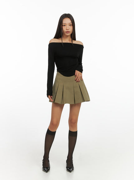 cotton-pleated-solid-mini-skirt-is427