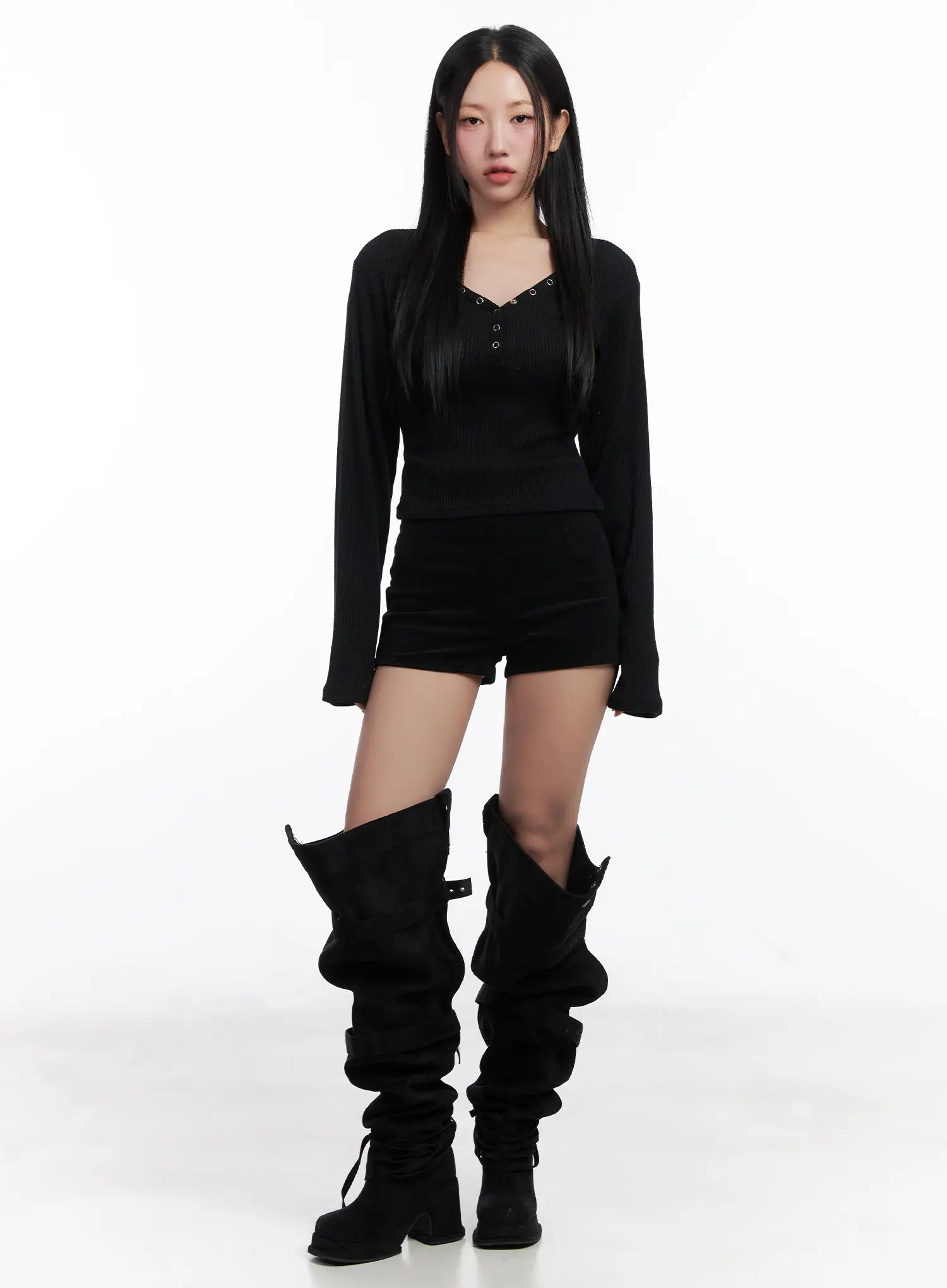 ribbed-v-neck-slim-long-sleeve-top-cn528