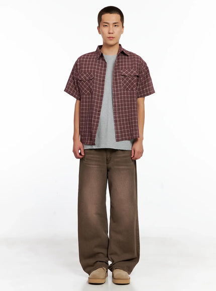 mens-plaid-short-sleeve-flannel-shirt-ig511