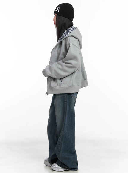 checkered-detail-zip-up-hoodie-cn528